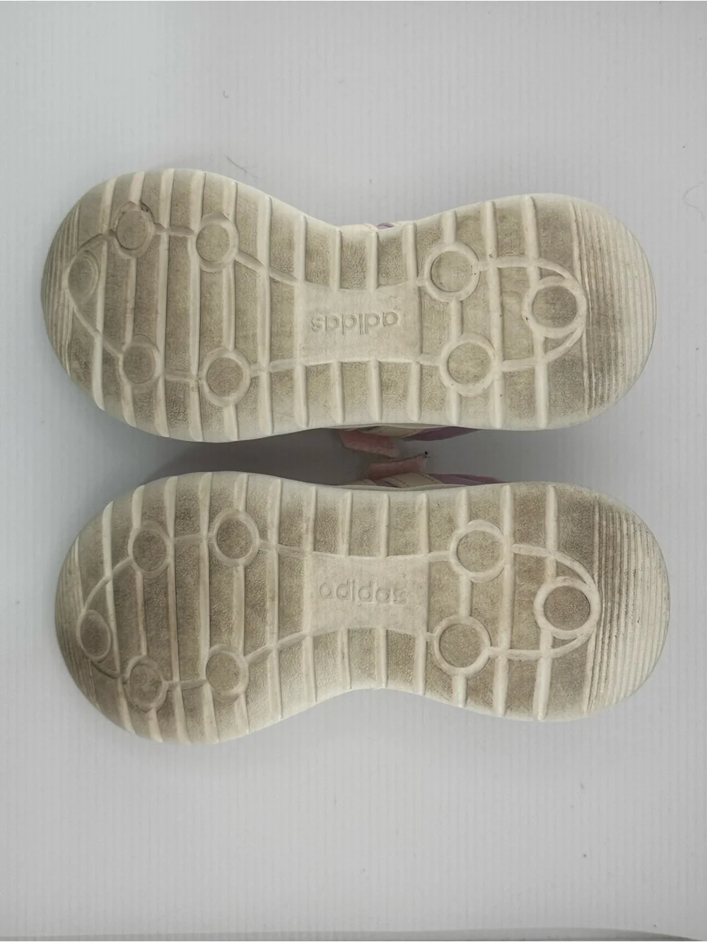 adidas Kids Pink and Cream Athletic Sneakers with Hook-and-Loop Strap